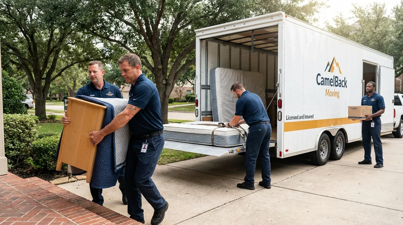 Crew loading residential truck for cross-state move from Queen Creek, AZ