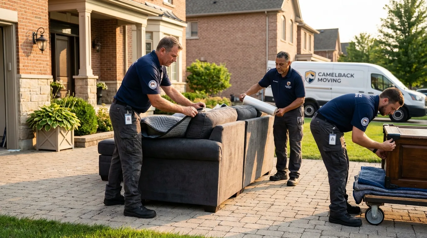 Large estate moving crew wrapping furniture in Queen Creek, AZ