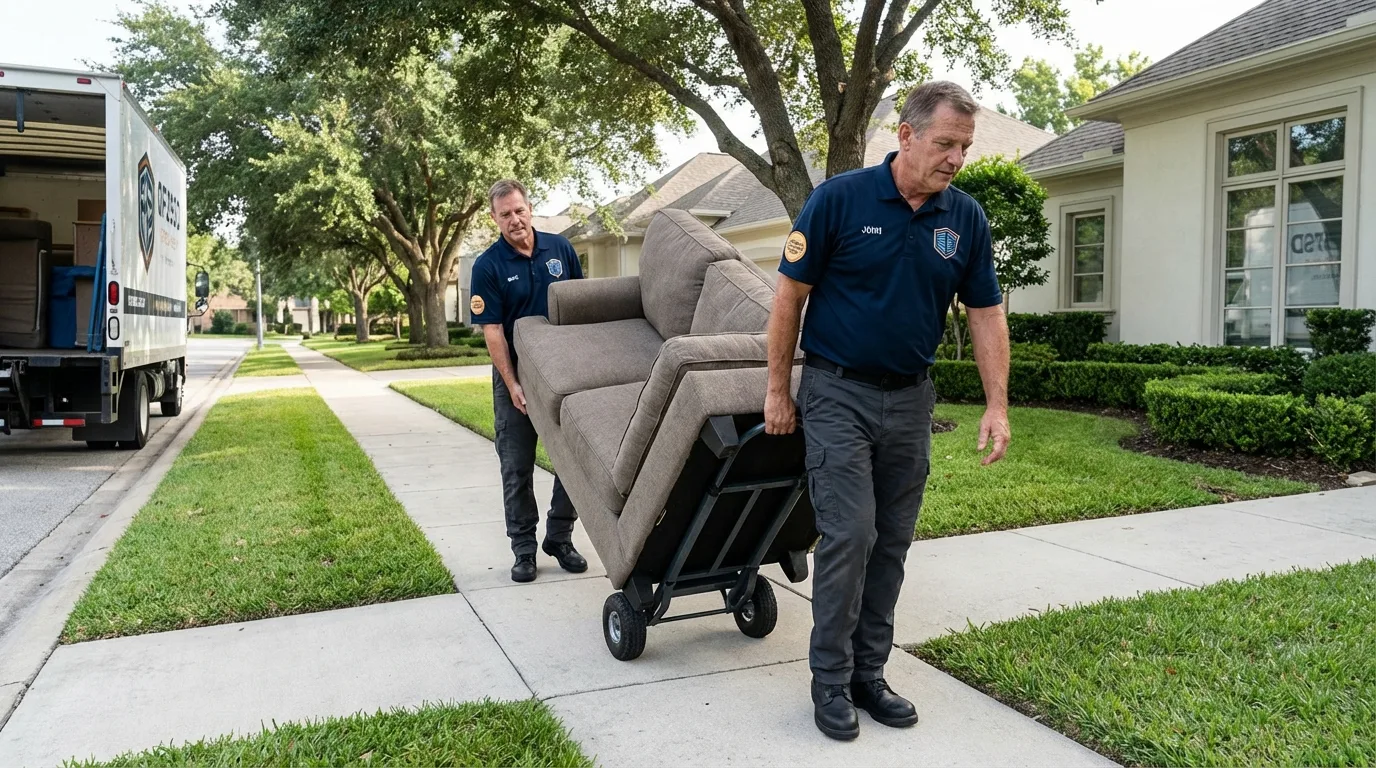 Local residential moving crew loading furniture in Queen Creek, AZ