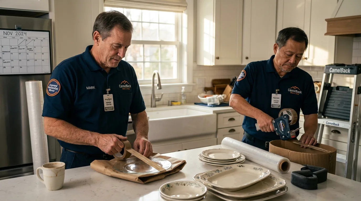 Professional crew packing kitchen dishware in Queen Creek, AZ